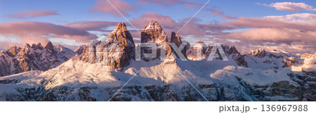 Beautiful Panorama of Dolomites Mountains During Winter 136967988