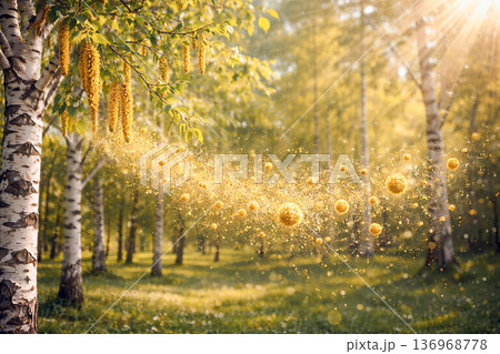 Spring seasonal allergy concept with pollen exposure 136968778