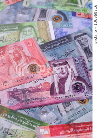 Jordan money, the Jordanian dinar currency, banknotes. Jordanian money, dinar Jordan money, the Jordanian dinar currency, banknotes. Jordanian money, dinar 136969216