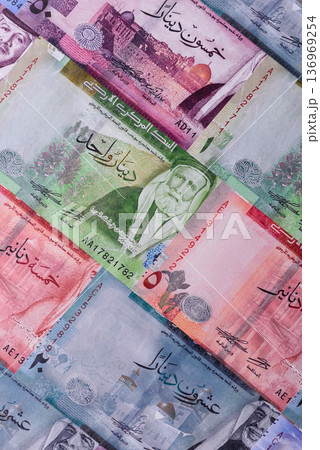Jordan money, the Jordanian dinar currency, banknotes. Jordanian money, dinar 136969254