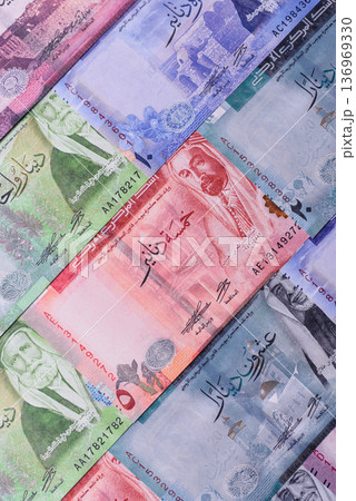 Jordan money, the Jordanian dinar currency, banknotes. Jordanian money, dinar Jordan money, the Jordanian dinar currency, banknotes. Jordanian money, dinar 136969330