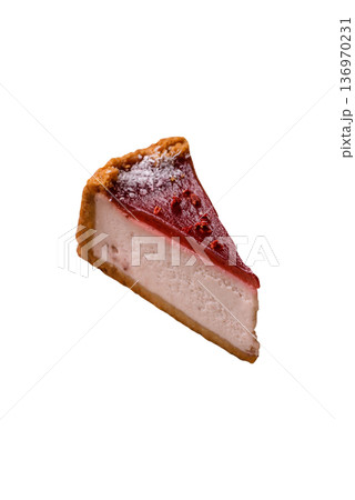 Strawberry cheesecake, a slice of sweet pie, a classic cheesecake dessert. Strawberry cheesecake Strawberry cheesecake, a slice of sweet pie, a classic cheesecake dessert. Strawberry cheesecake 136970231