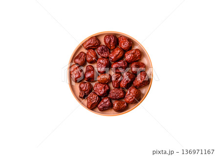 Red dried dates, the Chinese sweet fruit jujube, as a healthy food. Red dates, jujube 136971167