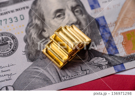 Gold bars or ingots as a tool for balance, financial investment, and savings. Gold bars or ingots 136971298