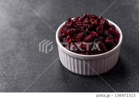 Dried sweet cranberries, natural berries for a healthy diet. Dried cranberries 136971313