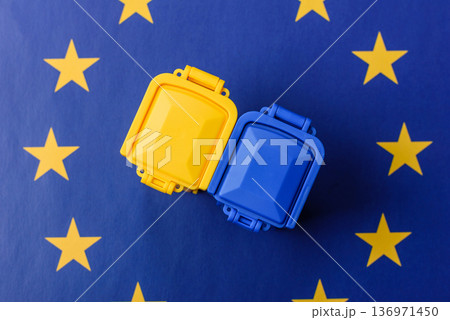 Bins for trash or garbage, a conceptual background for waste selective. Bins for trash or waste 136971450