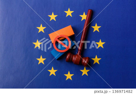 The cargo container embargo on the EU flag as a backdrop for your design 136971482