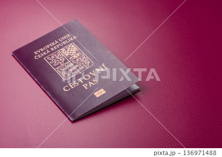 Czech Republic passport, travel, leisure, and financial document. The Czech passport 136971488
