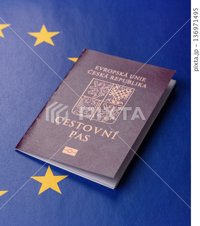 Czech Republic passport, travel, leisure, and financial document. The Czech passport Czech Republic passport, travel, leisure, and financial document. The Czech passport 136971495