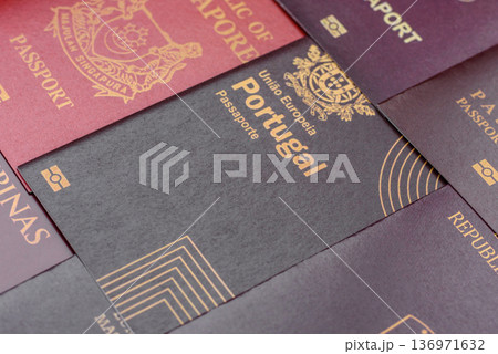 Passports of citizens of different countries of the world. Passports background 136971632