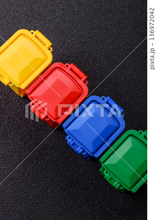 Bins for trash or garbage, selective and recycling waste disposal. Bins for trash or waste 136972042
