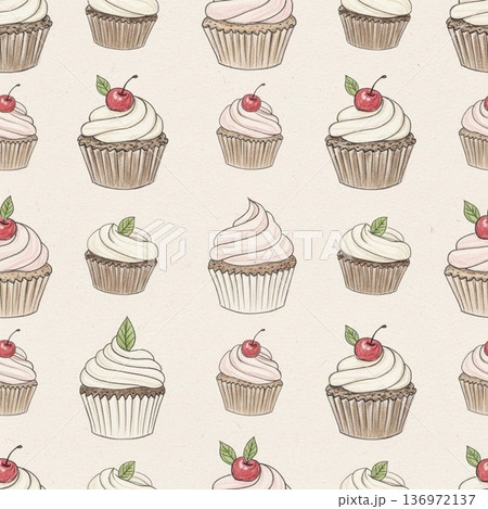 カップケーキのイラスト 136972137