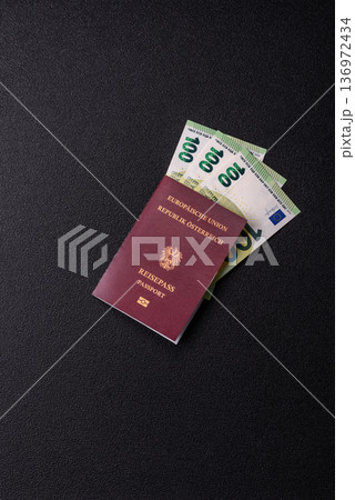 Austria passport, visa for international travel and vacation. Austrian passport Austria passport, visa for international travel and vacation. Austrian passport 136972434