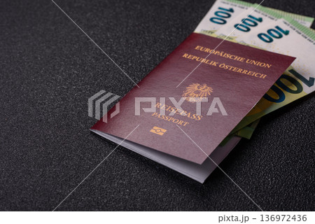 Austria passport, visa for international travel and vacation. Austrian passport Austria passport, visa for international travel and vacation. Austrian passport 136972436