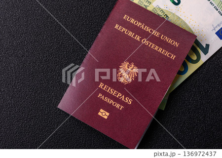 Austria passport, visa for international travel and vacation. Austrian passport 136972437