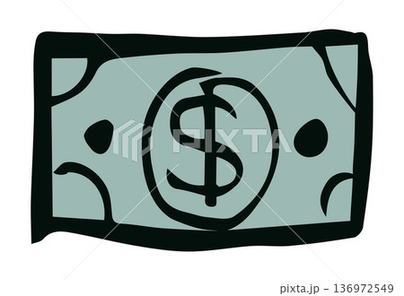 Dollar bill sign. Vector drawing Dollar bill sign. Vector drawing 136972549