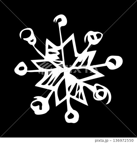 Cute snowflake. Vector freehand drawing Cute snowflake. Vector freehand drawing 136972550