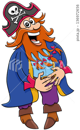 funny cartoon pirate or corsair captain character laughing 136972656