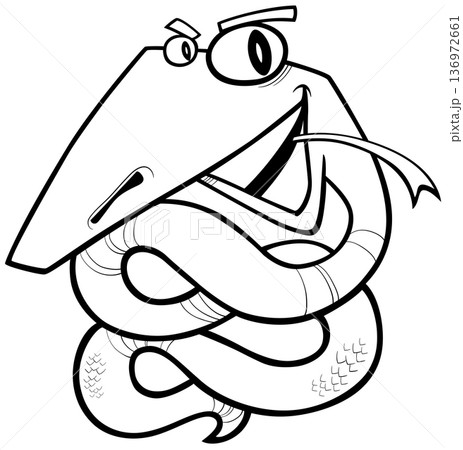 funny cartoon red snake reptile wild animal character coloring page 136972661