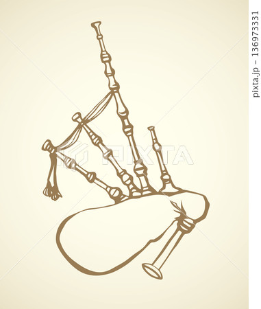 Bagpipes. Vector drawing 136973331
