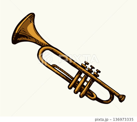 Musical instrument. Trumpet. Vector drawing 136973335