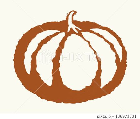 Big yellow pumpkin. Vector drawing 136973531