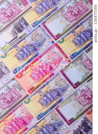 Iranian money, lira currency, banknotes of various denominations, financial transactions. Iran money Iranian money, lira currency, banknotes of various denominations, financial transactions. Iran money 136973560