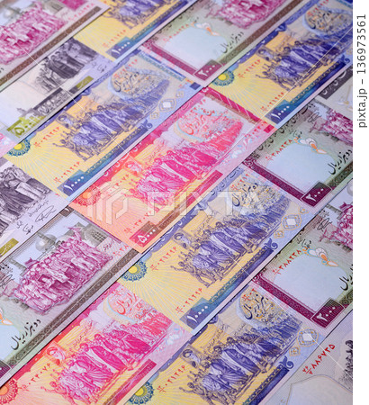 Iranian money, lira currency, banknotes of various denominations, financial transactions. Iran money Iranian money, lira currency, banknotes of various denominations, financial transactions. Iran money 136973561