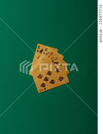 Casino, cards and chips on a colored background, poker and blackjack. Cards and chips 136973718