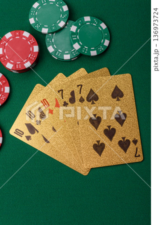 Casino, cards and chips on a colored background, poker and blackjack. Cards and chips Casino, cards and chips on a colored background, poker and blackjack. Cards and chips 136973724