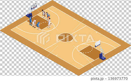 Basketball players on free throw line 136973770