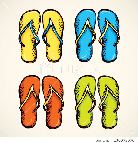 Slippers. Vector drawing 136973976
