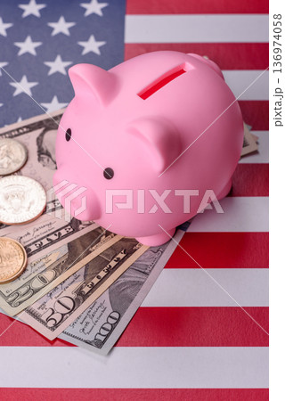 A piggy bank as a concept for storing, accumulating, and saving financial resources. A piggy bank A piggy bank as a concept for storing, accumulating, and saving financial resources. A piggy bank 136974058