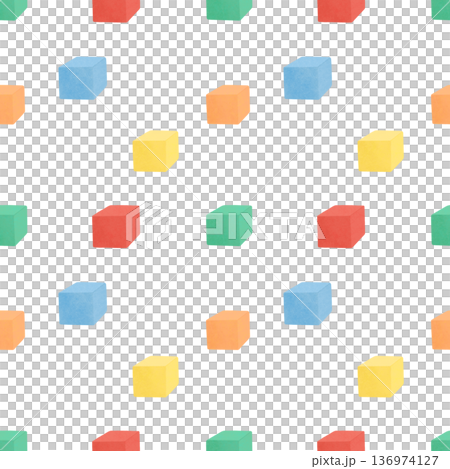 Seamless pattern with colored game cubes, toys for children. In a flat style. Watercolor, pastel, gouache. For the design of children's products Seamless pattern with colored game cubes, toys for children. In a flat style. Watercolor, pastel, gouache. For the design of children's products 136974127
