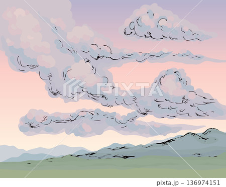 Clouds. Vector drawing 136974151