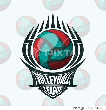 Volleyball ball label design Volleyball ball label design 136974380