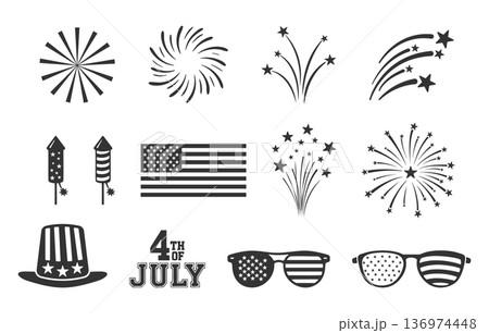 4th of July Svg Bundle, 4th of July Silhouette, Fireworks Clipart, Fireworks Vector, 4th of July Sunglass, Flag, Firework, Rocket Silhouette. 136974448