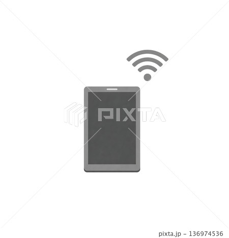 タブレット端末とWiFi 通信イメージのシンプルイラスト 136974536