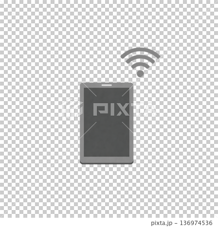 タブレット端末とWiFi 通信イメージのシンプルイラスト 136974536