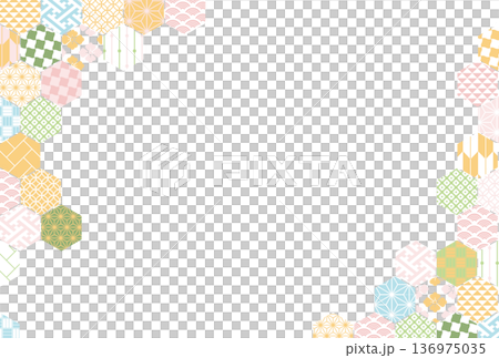 [Spring background material] Colorful Japanese pattern illustrations of traditional motifs 136975035