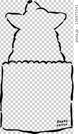 Kawaii Corgi Bread Loaf Dog Outline Doodle in a Paper Bag Cartoon Hand Drawn 136975541