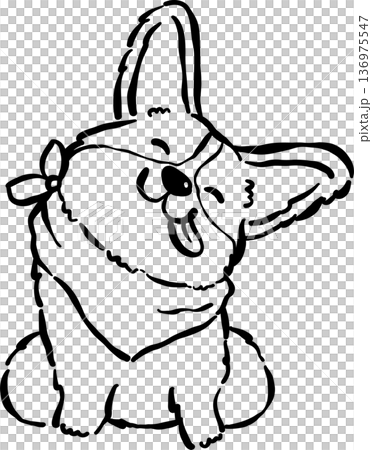 Cute Corgi Dog Outline Wearing a Bandana, Bread Loaf Dog 136975547