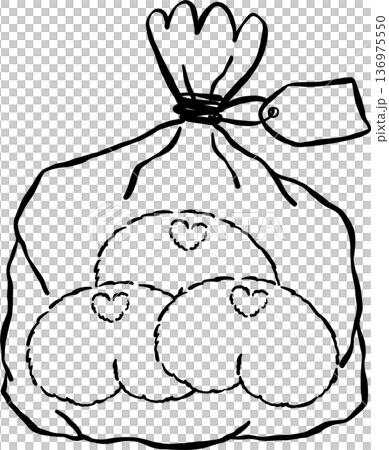 Cute Corgi Butt Bread Dog Doodle Outline in a Bag Cartoon Hand Drawn 136975550