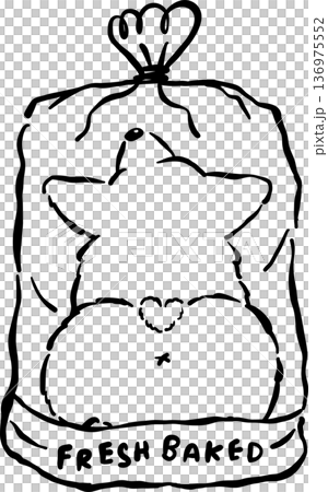 Kawaii Corgi Butt Bread Loaf Dog Outline Doodle in a Bag Cartoon Hand Drawn 136975552