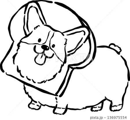 Bread Loaf Dog Doodle Outline, Cute Corgi in Bread Toast Cartoon Hand Drawn Bread Loaf Dog Doodle Outline, Cute Corgi in Bread Toast Cartoon Hand Drawn 136975554