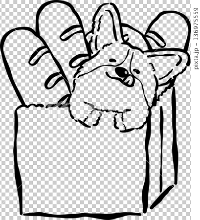 Bread Loaf Dog Doodle Outline, Cute Corgi Peeking From Bag of Bread Cartoon Hand Drawn Bread Loaf Dog Doodle Outline, Cute Corgi Peeking From Bag of Bread Cartoon Hand Drawn 136975559