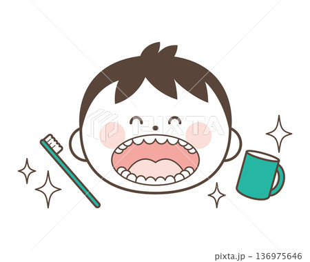 歯磨き上手なきれいな歯の子供 歯磨き上手なきれいな歯の子供 136975646