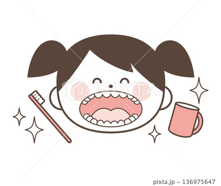 歯磨き上手なきれいな歯の子供 歯磨き上手なきれいな歯の子供 136975647