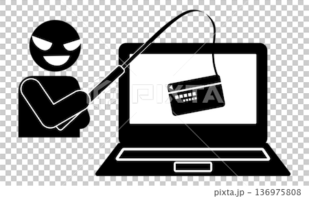 クレジットカード情報を盗むフィッシング詐欺のピクトグラム クレジットカード情報を盗むフィッシング詐欺のピクトグラム 136975808