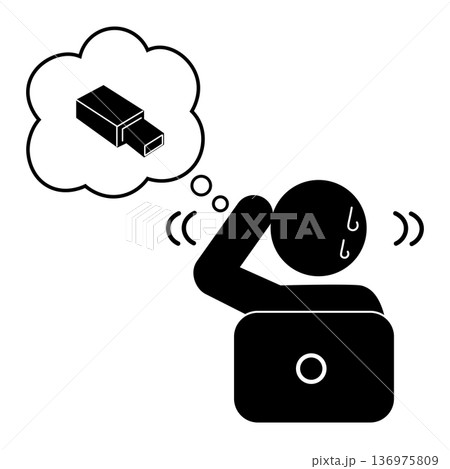 USBメモリを紛失して探す人のピクトグラム 136975809